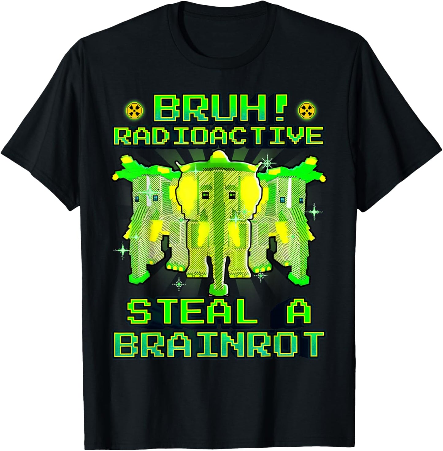 Bruh Radioactive Strawberry Elephant Funny Brainrot for Kids T-Shirt - T-Shirt | Black