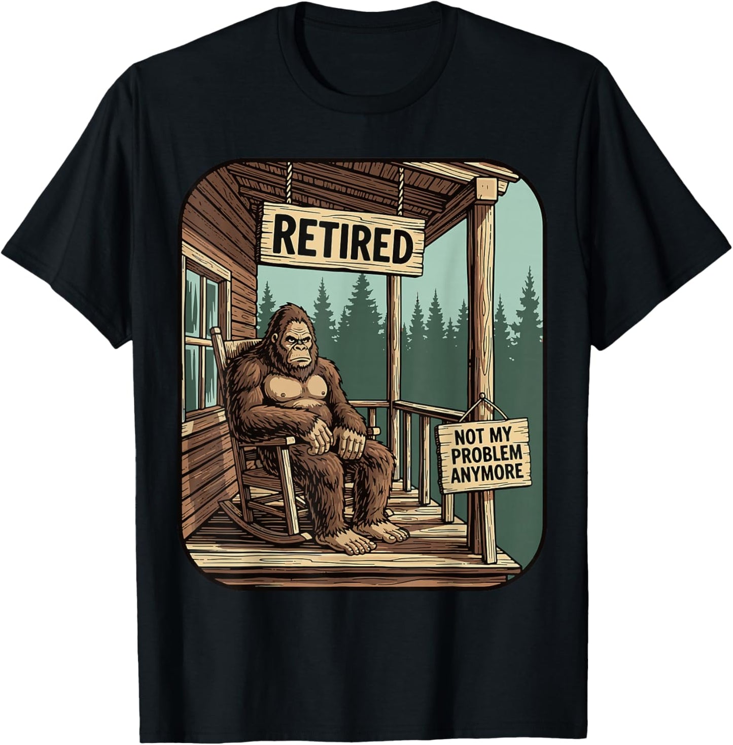 Retired Women Funny Retirement Bigfoot T-Shirt - T-Shirt | Black