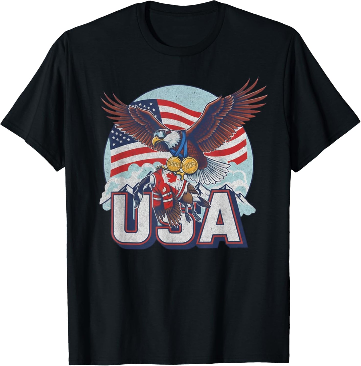 USA Eagle Carrying Canadian Goose T-Shirt - T-Shirt | Black