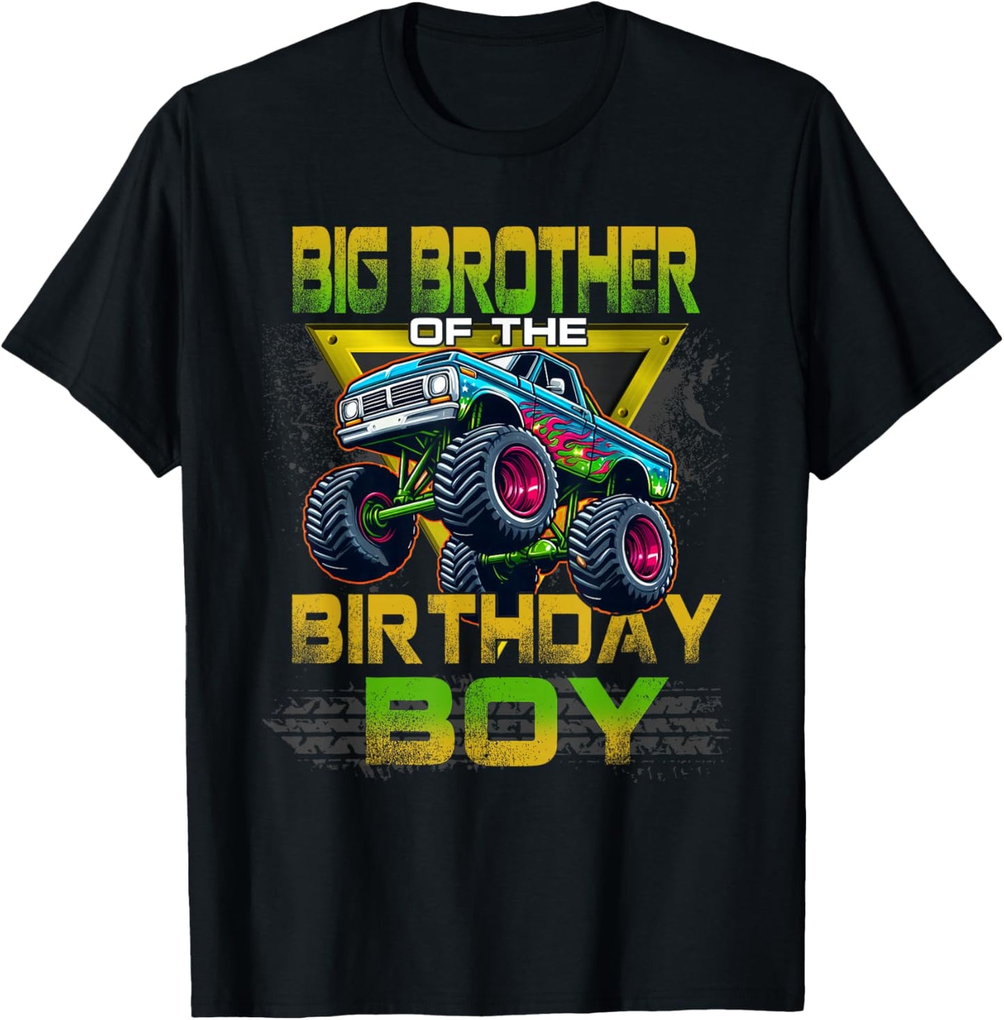 Big Brother of The Birthday Boy Monster Truck Birthday T-Shirt - T-Shirt | Black
