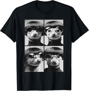 Funny Opossums with Sunglasses Forest Animals Bob Haircut T-Shirt - T-Shirt | Black