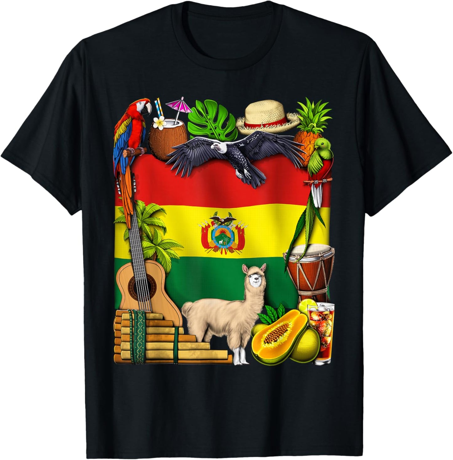 Bolivia Flag Bolivian Heritage Bolivian Roots Proud Bolivian T-Shirt - T-Shirt | Black