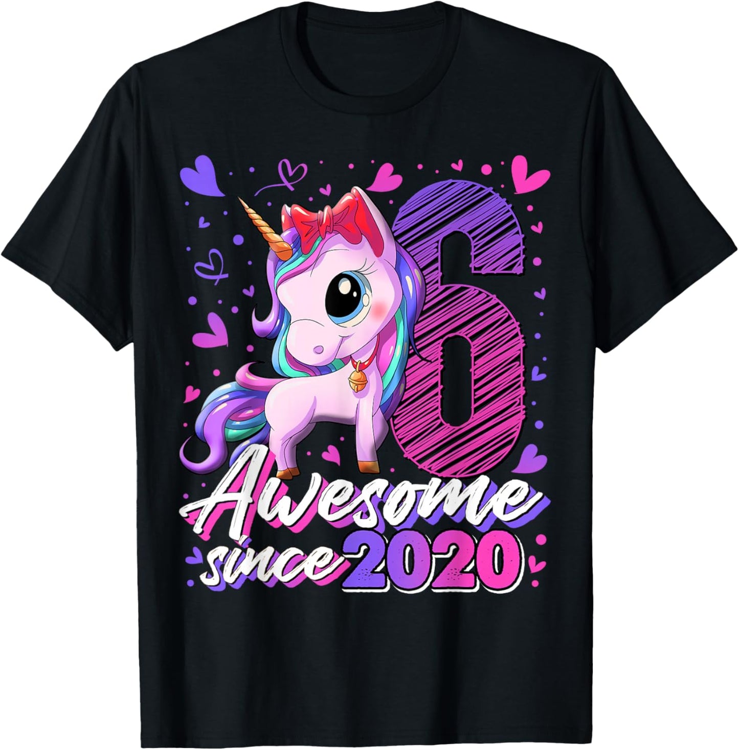 6th Birthday Shirt Girl 6 Year Old Gifts 6 Birthday Girl T-Shirt - T-Shirt | Black