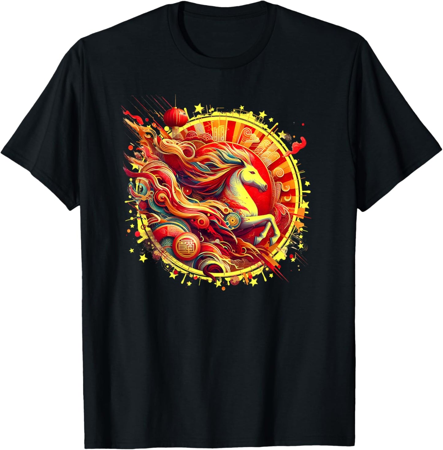 Year of Horse 2026 Chinese Zodiac Lunar New Year T-Shirt - T-Shirt | Black