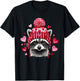 Raccoon Valentines Day Funny Feral Raccoon Love Heart Animal T-Shirt - T-Shirt | Black