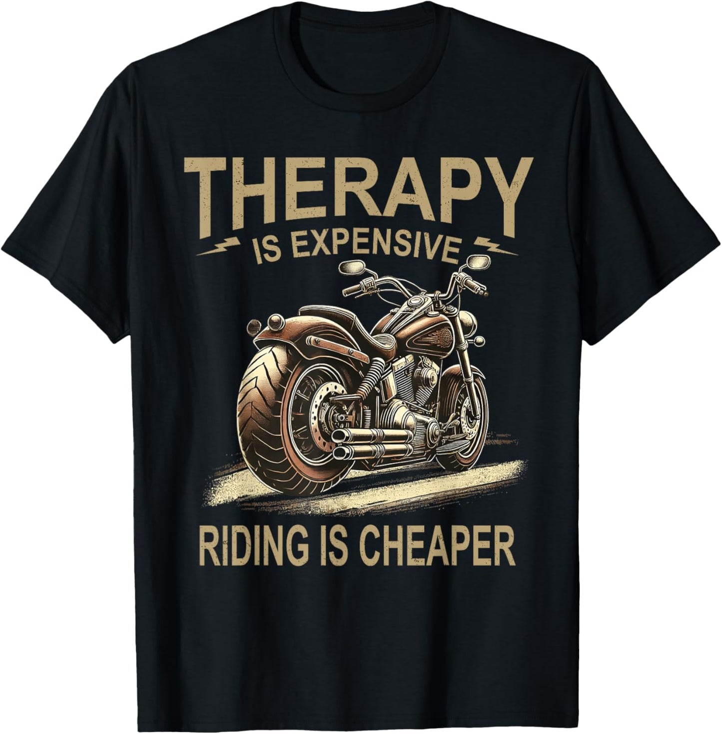Cool Lover Graphic Rider Men Therapy Motorcycle Lovers Biker T-Shirt - T-Shirt | Black