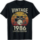Vintage 1986 Drummer 40th Birthday Gift Retro Sunset Drums T-Shirt - T-Shirt | Black