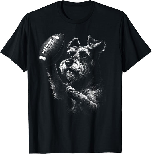 Schnauzer American Football Sports Dog Lover T-Shirt - T-Shirt | Black