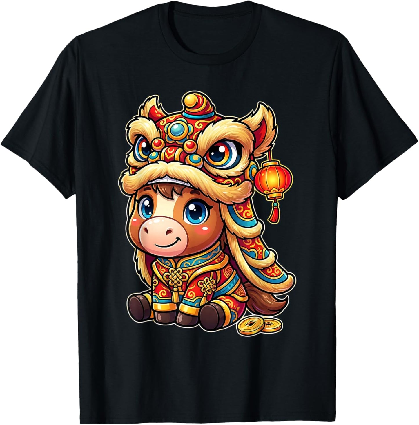 Chinese New Year 2026 Outfits Boys Girls Year of The Horse T-Shirt - T-Shirt | Black