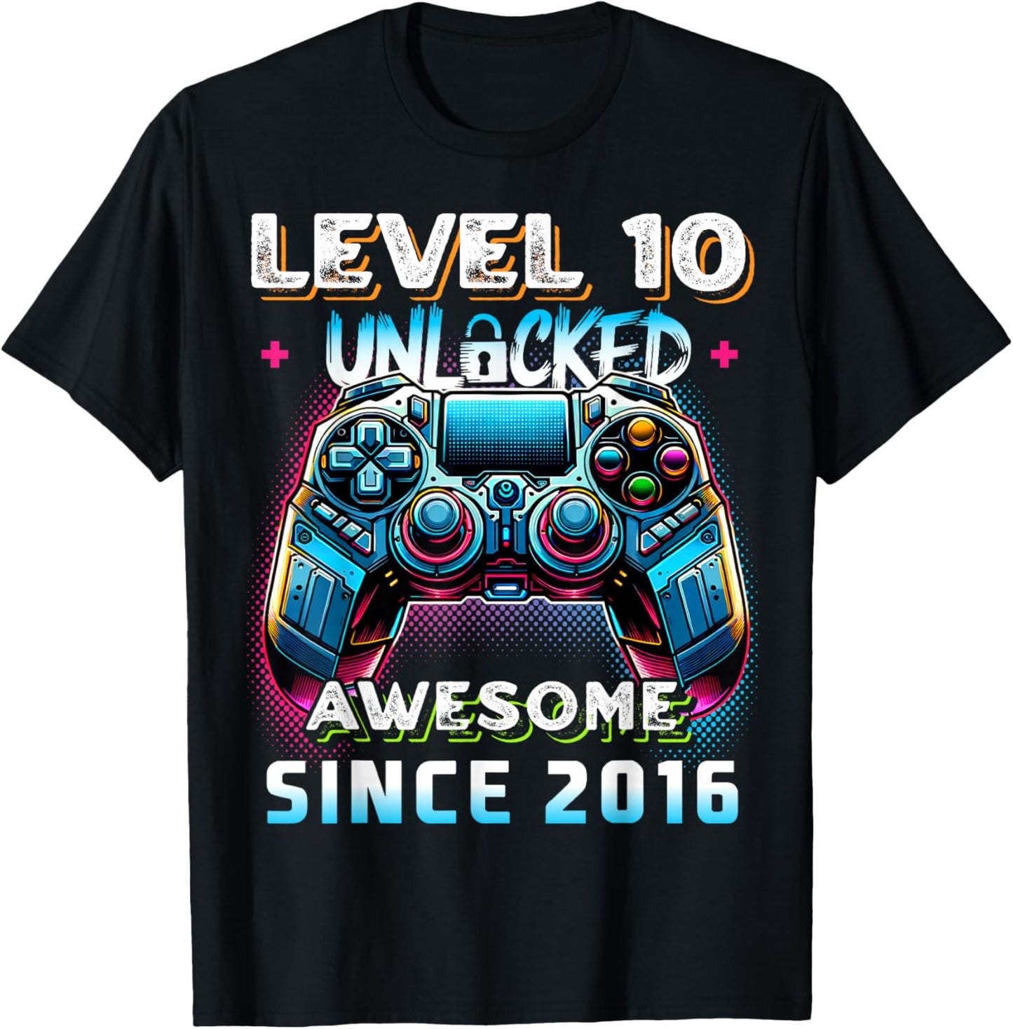 Level 10 Unlocked Birthday Boy Gamer 10th Video Game 2016 T-Shirt - T-Shirt | Black