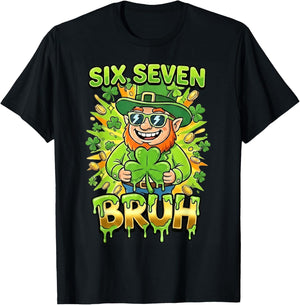 Bruh 67 Six Seven 6 7 Meme St Patricks Day Funny Boys Kids T-Shirt - T-Shirt | Black