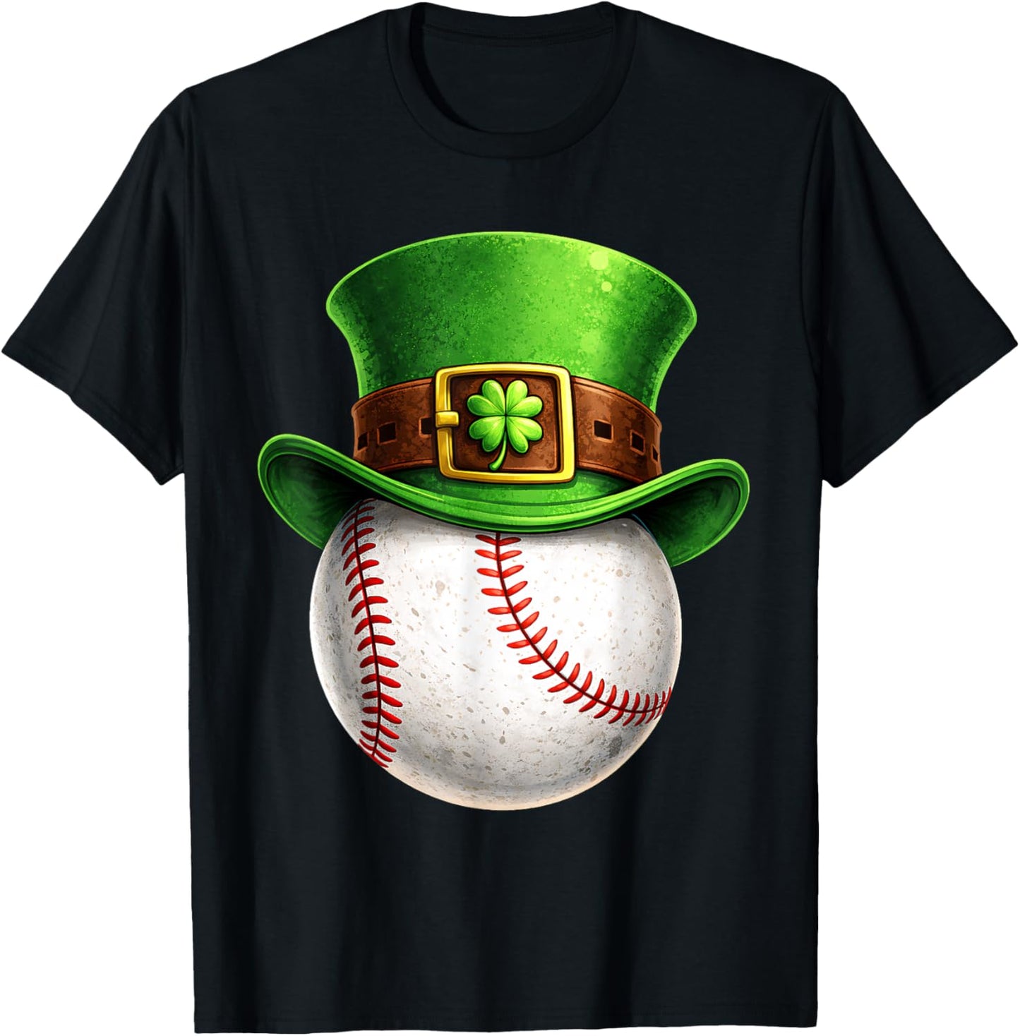 Baseball St Patricks Day Men Boys Kids Sport Green Shamrock T-Shirt - T-Shirt | Black