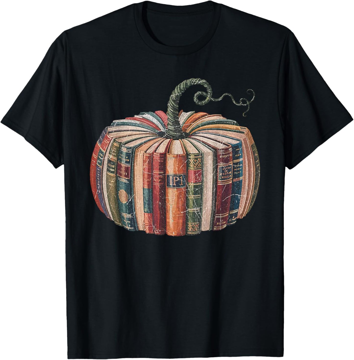 Fall Book Pumpkin Retro Reading Halloween Teacher T-Shirt - T-Shirt | Black