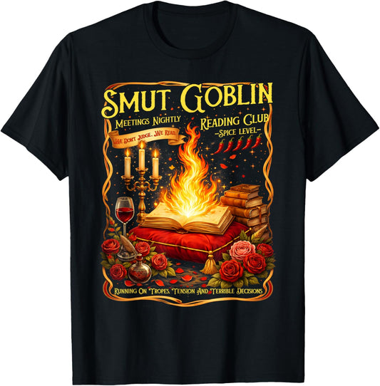 Vintage Smut Goblin Dark Romance Bookish Book Lovers T-Shirt - T-Shirt | Black