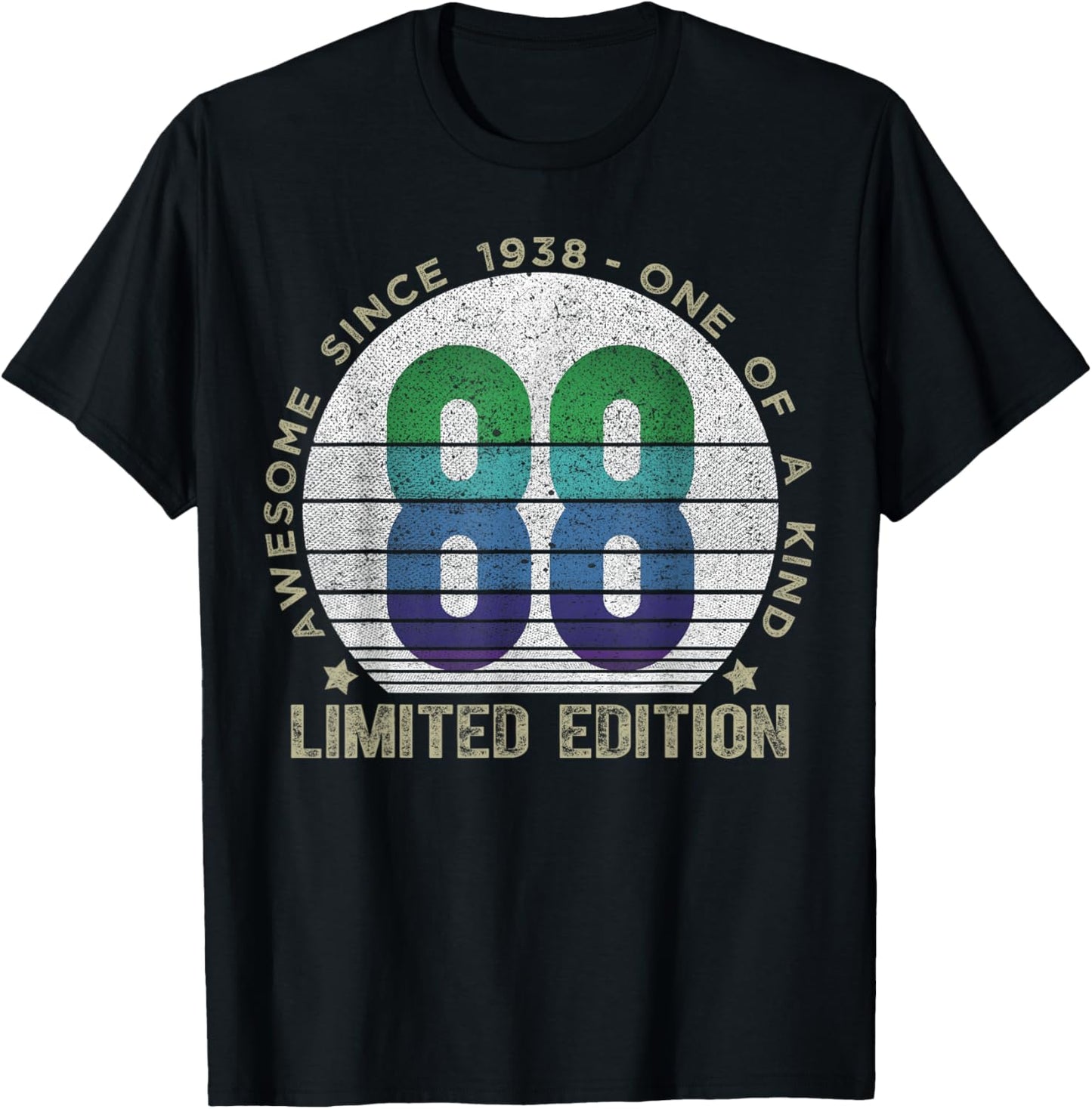 88 Year Old Gifts Vintage 1938 Limited Edition 88th Birthday T-Shirt - T-Shirt | Black
