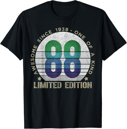 88 Year Old Gifts Vintage 1938 Limited Edition 88th Birthday T-Shirt - T-Shirt | Black