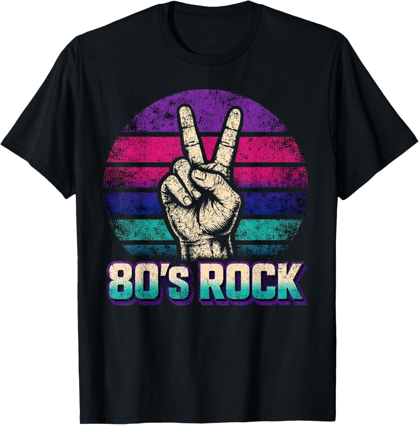 Retro Vintage Sunset 80's Rock Music Band Funny Musician T-Shirt - T-Shirt | Black