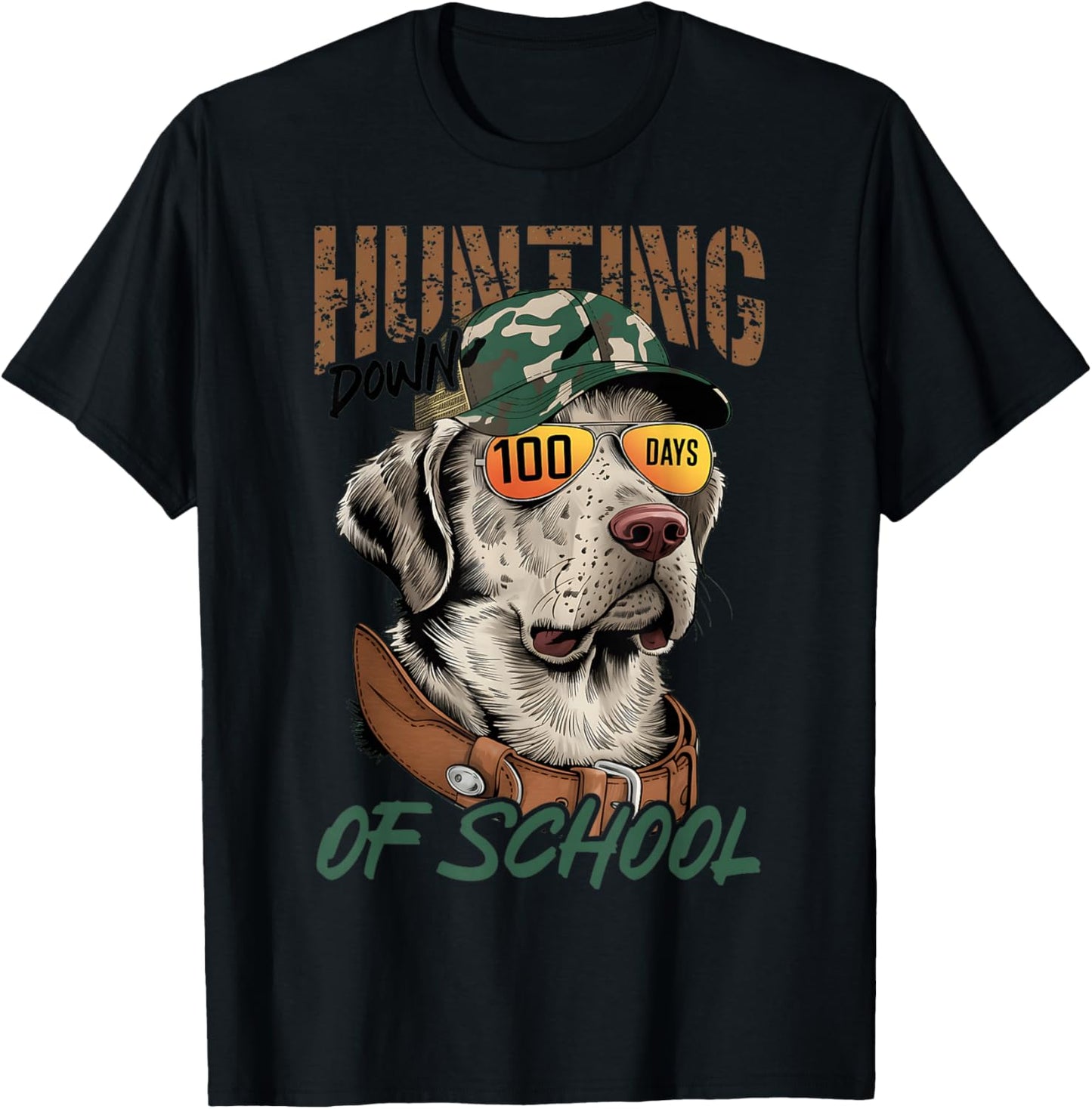 Dog Hunting 100 Days of School 100th Day Boy School T-Shirt - T-Shirt | Black