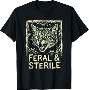 Feral & Sterile Cat TNR Advocate Wild Feline Grunge Art T-Shirt - T-Shirt | Black