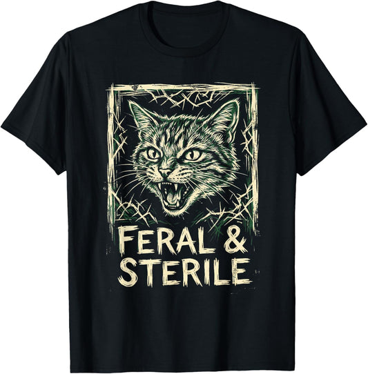 Feral & Sterile Cat TNR Advocate Wild Feline Grunge Art T-Shirt - T-Shirt | Black