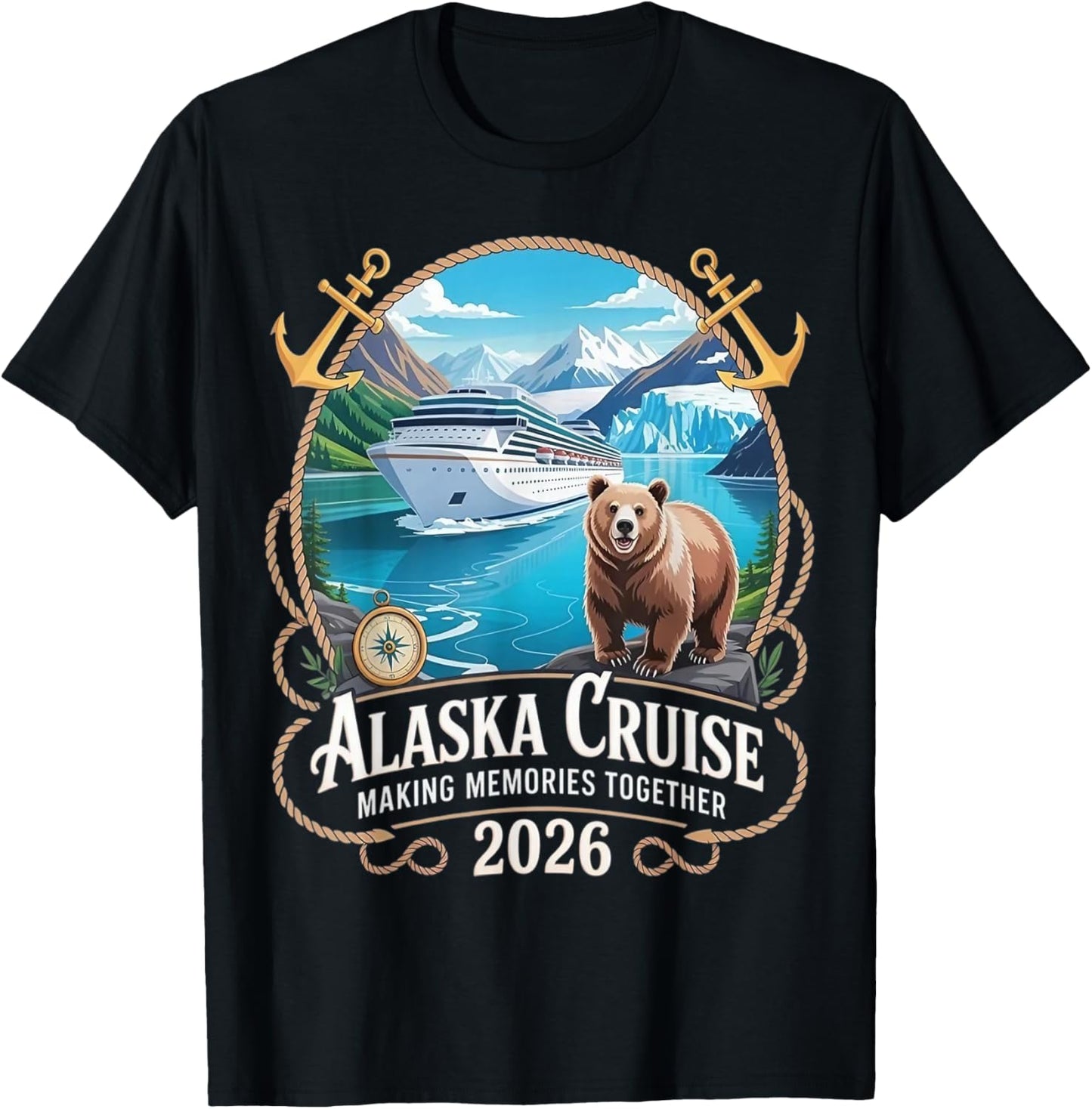 Matching Family Friends and Group Alaska Cruise 2026 T-Shirt - T-Shirt | Black