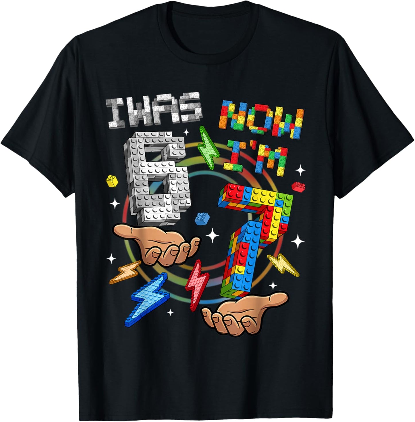 I was 6 Now I'm 7 7th Birthday 6 7 Birthday Shirts Kids Boys T-Shirt - T-Shirt | Black