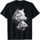 Wolf and Wolf Cub Men Wolf Lover Women Girls Cute Wolf T-Shirt - T-Shirt | Black
