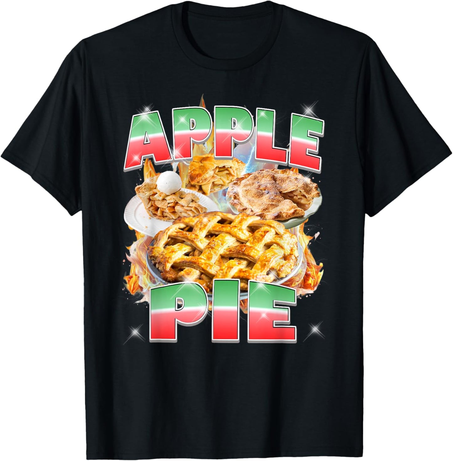 Thanksgiving Apple Pie Bootleg 90's Rap Rock Vintage Funny T-Shirt - T-Shirt | Black