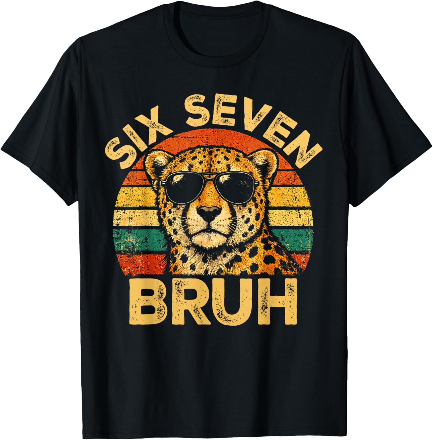 Boys Animal Print Clothes 67 Meme Cheetah Six Seven Bruh T-Shirt - T-Shirt | Black