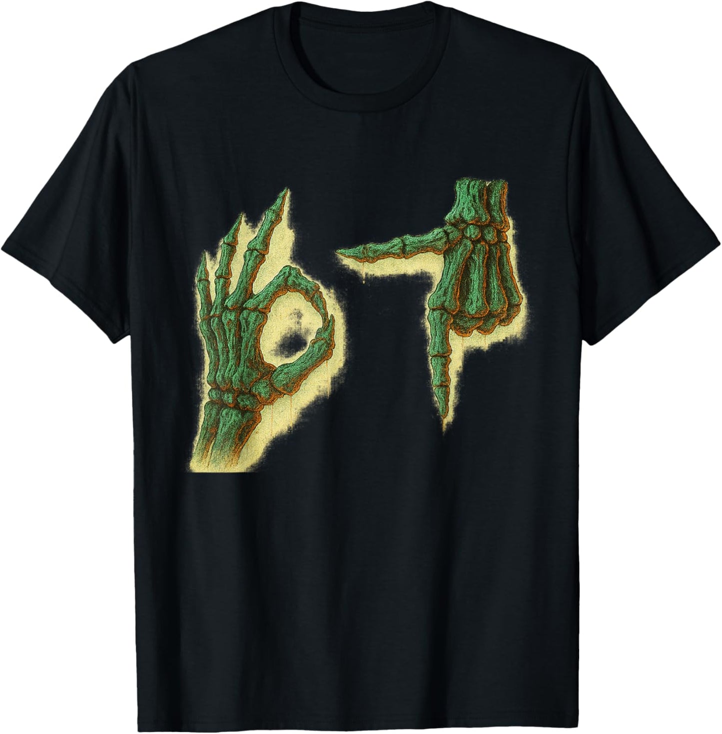 Distressed Skeleton Hands 6 7 Halloween Meme T-Shirt - T-Shirt | Black