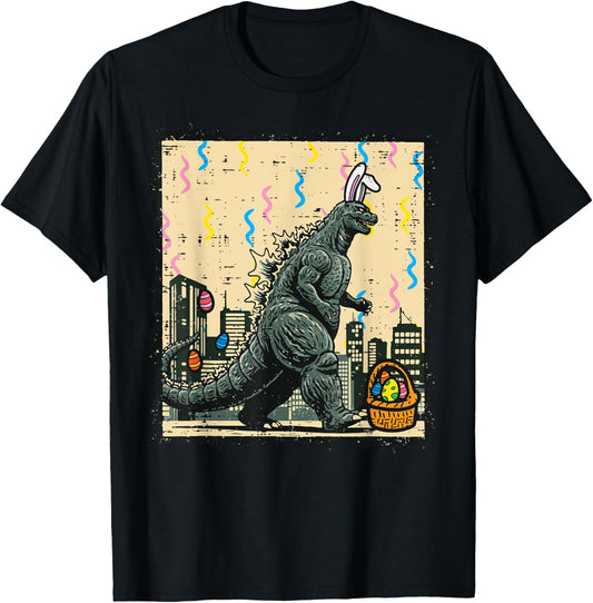 Easter Japanese Monster Bunny Ears Egg Kaiju Men Women Kids T-Shirt - T-Shirt | Black