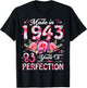 83 Year Old Made in 1943 Floral 83rd Birthday Women T-Shirt - T-Shirt | Black