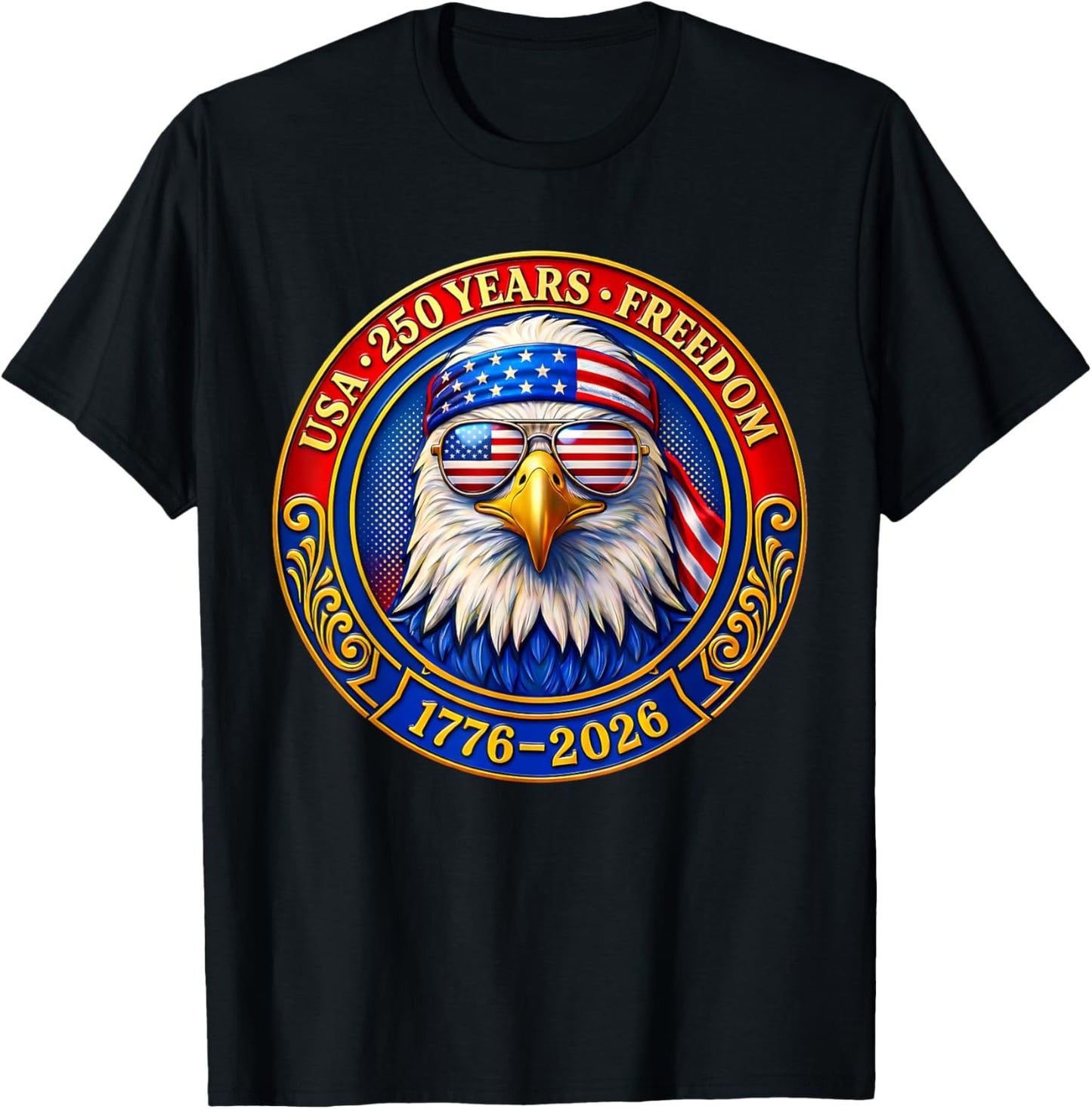 Patriotic Eagle and Flag 250 Years 1776-2026 4th of July T-Shirt - T-Shirt | Black