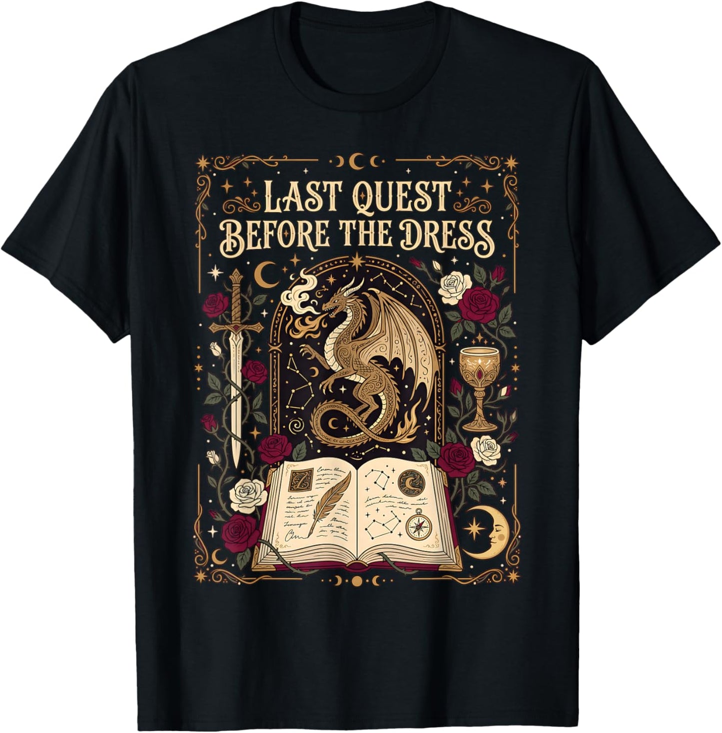 Last Quest Before Dress Fantasy Bachelorette Party Bride T-Shirt - T-Shirt | Black