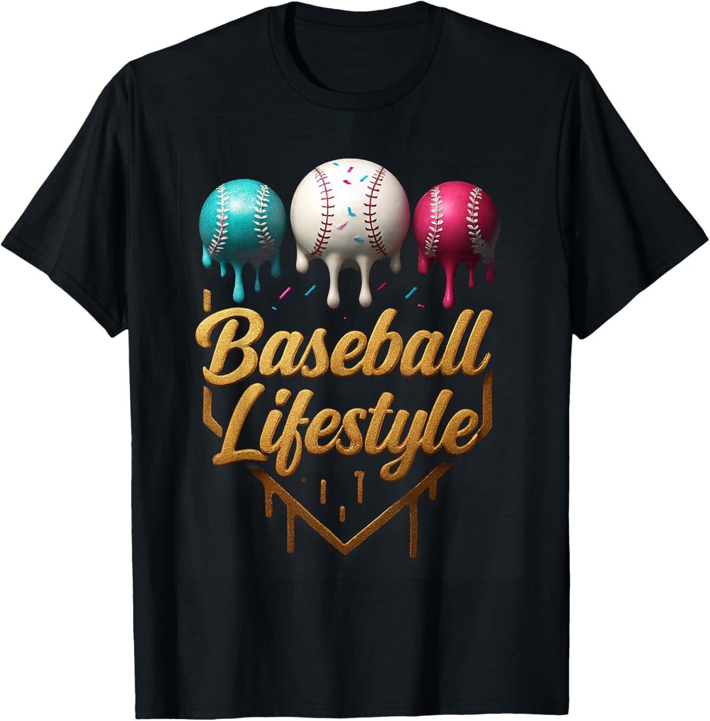 Baseball Lifestyle drip T-Shirt - T-Shirt | Black