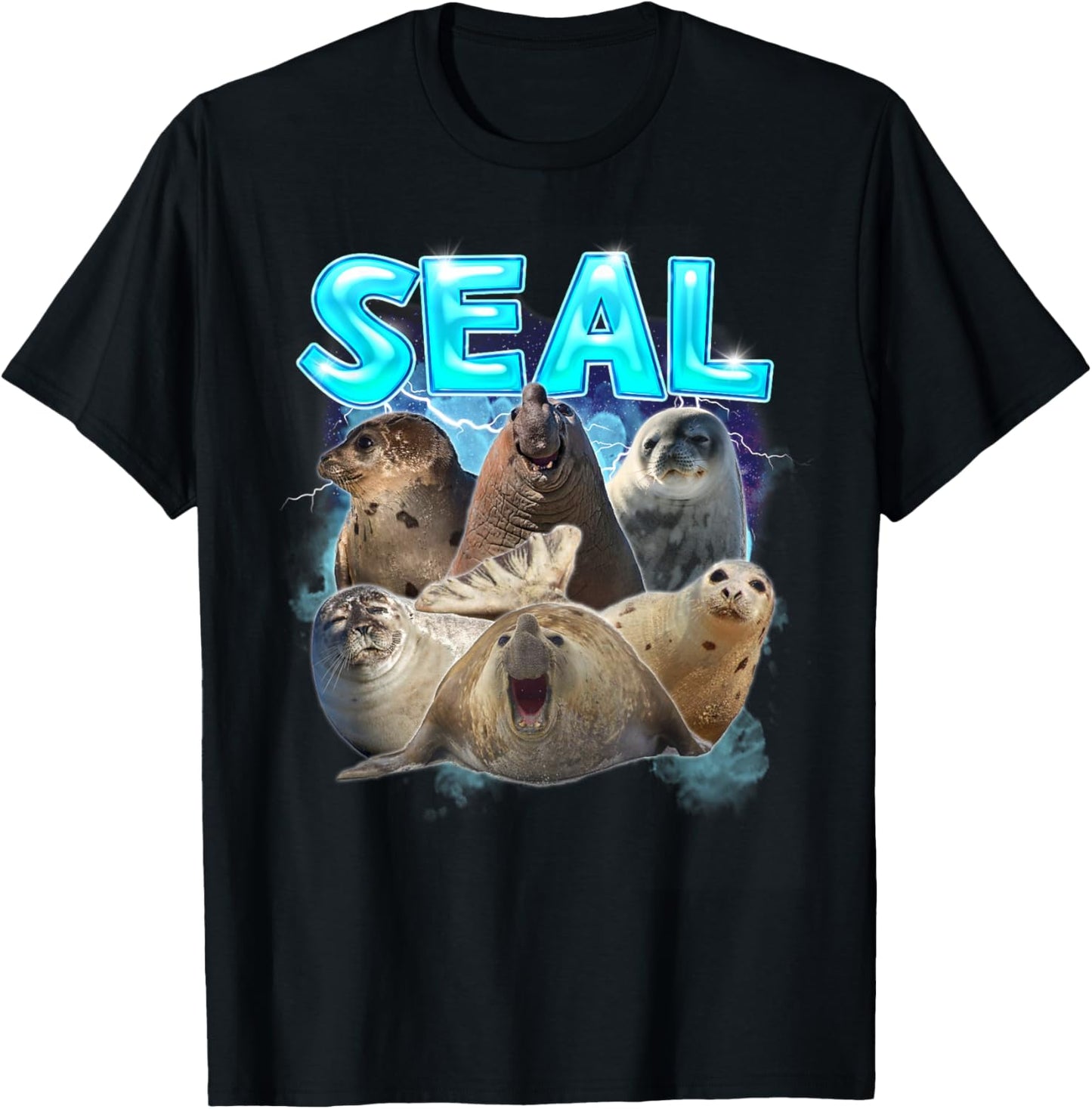 Seal Meme Lover Funny Animal Lover Sea Lion Humor Hilarious T-Shirt - T-Shirt | Black