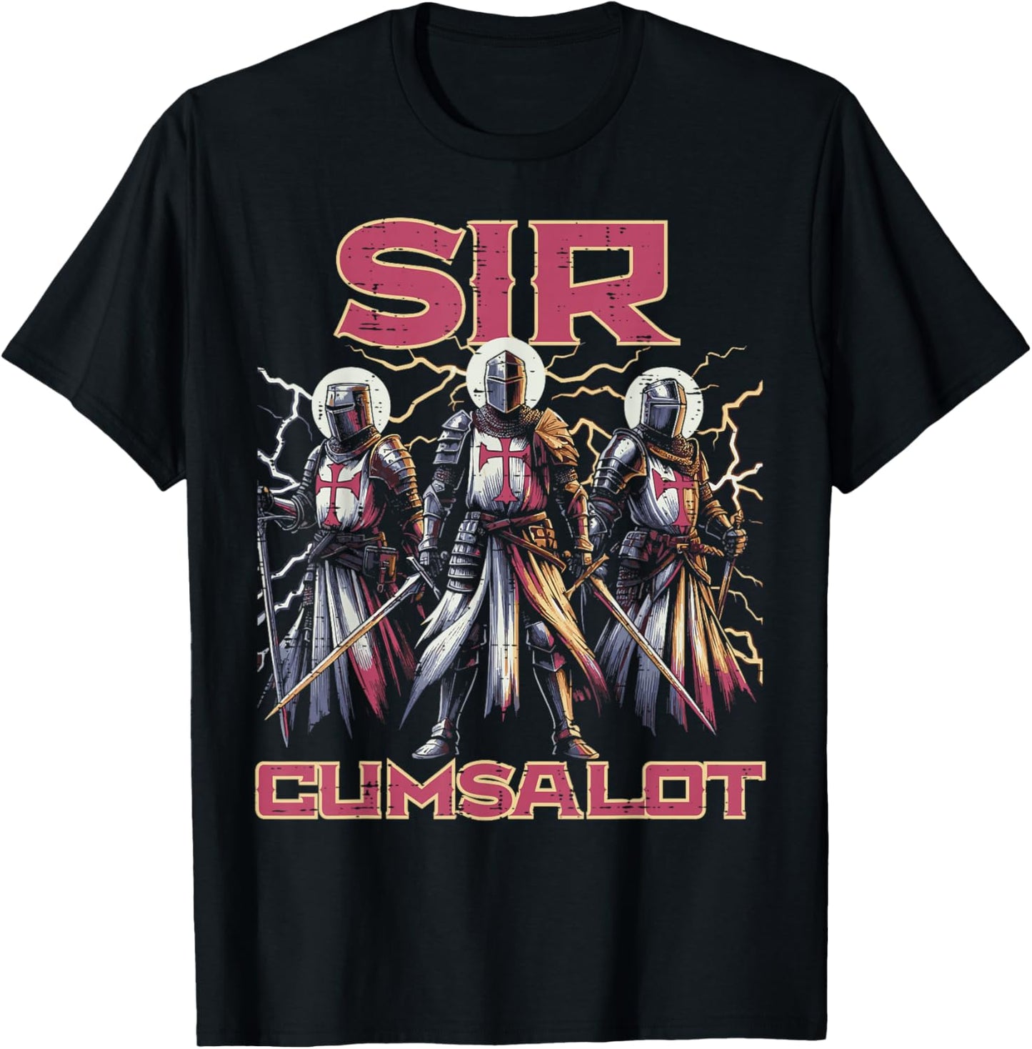 Sir Cumsalot Knight Funny Saying Adult Humor Joke Men Women T-Shirt - T-Shirt | Black