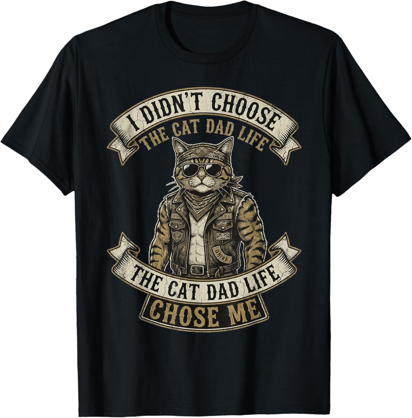 I Didn't Choose The Cat Dad Life The Cat Life Chose Me T-Shirt - T-Shirt | Black