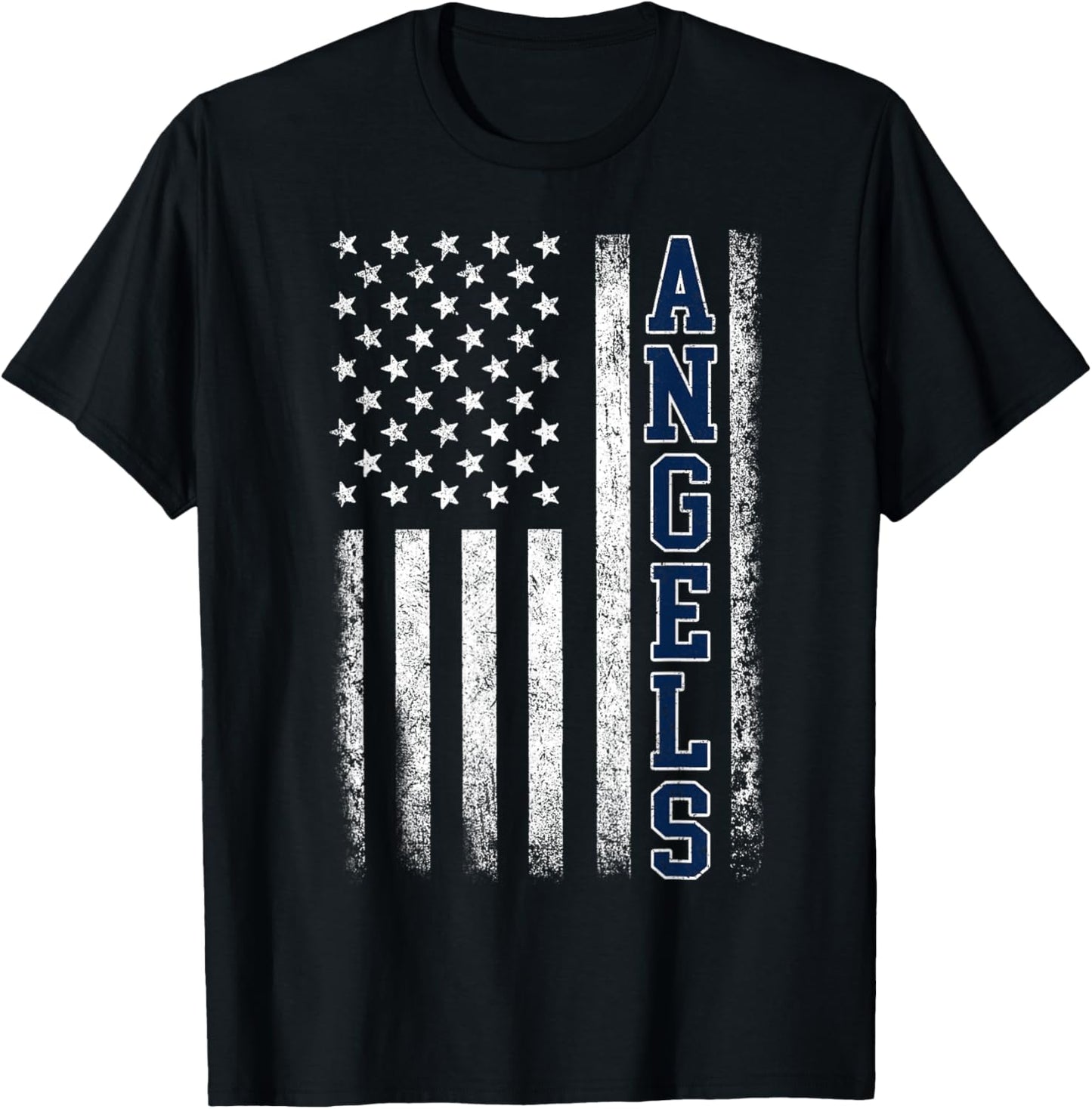 Angels Vintage US Flag Men Women Kid T-Shirt - T-Shirt | Black