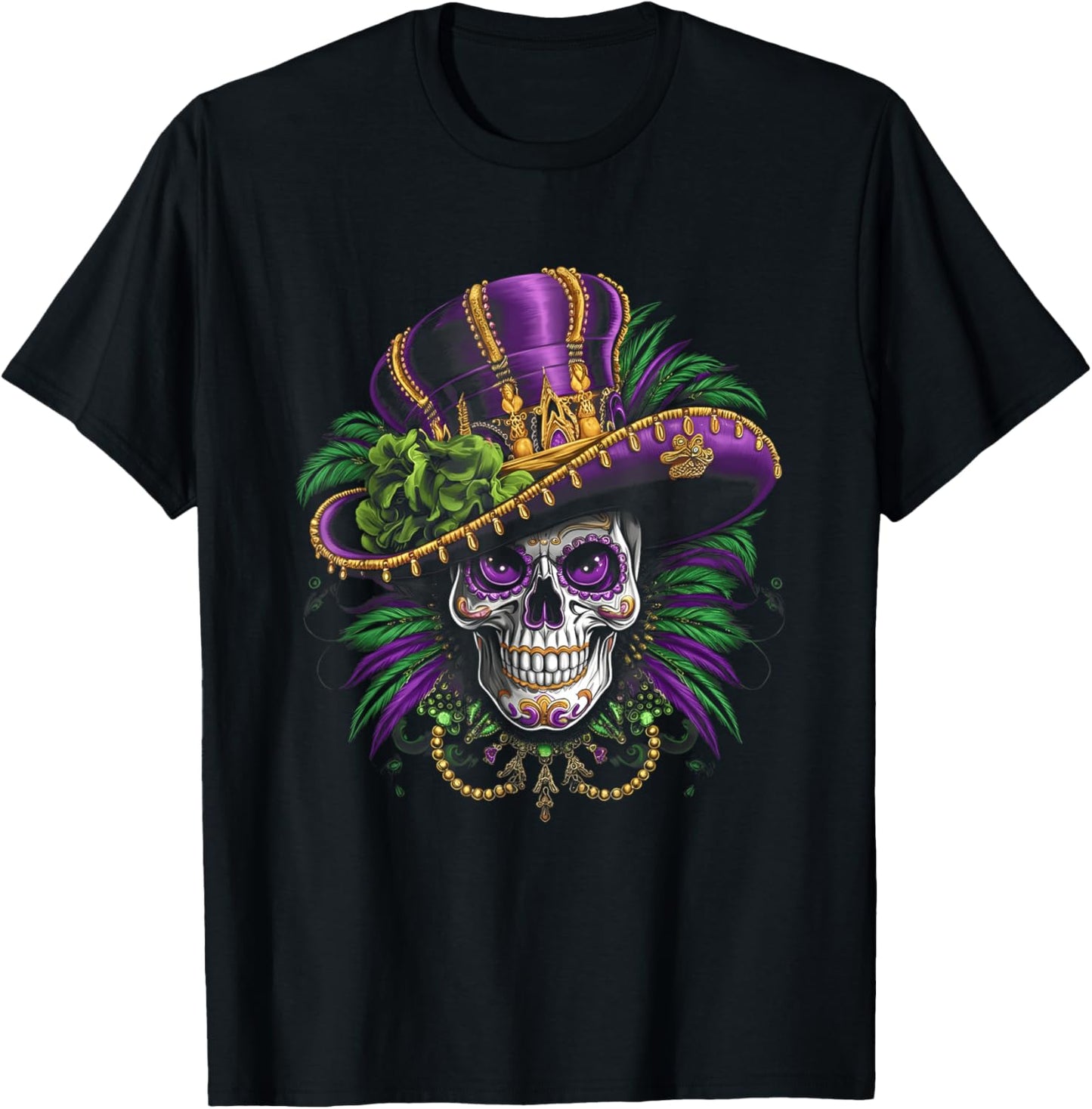 Mardi Gras Costume Sugar Skull Carnival New Orleans Trip T-Shirt - T-Shirt | Black