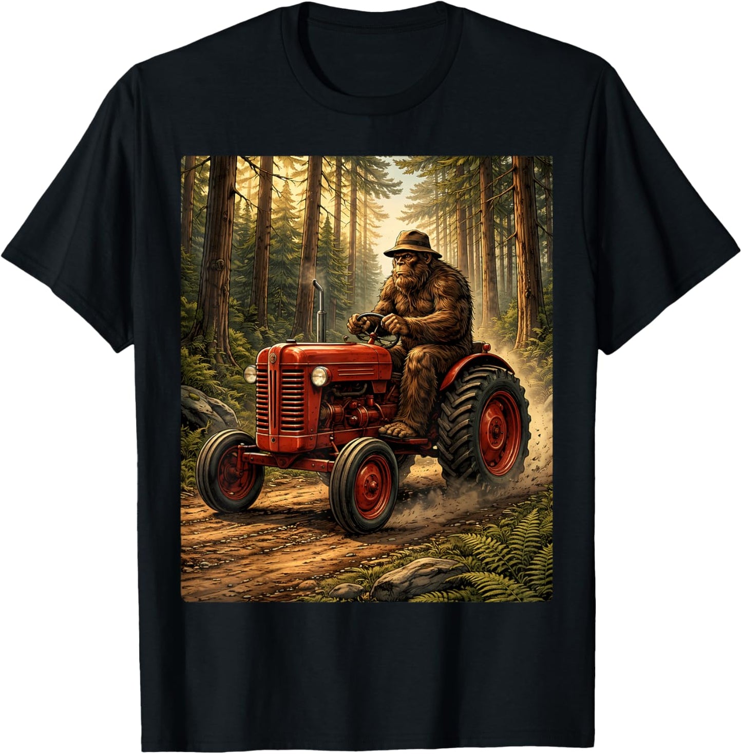 Bigfoot Tractor Design for Farmer Dad Farming Farm Dad T-Shirt - T-Shirt | Black