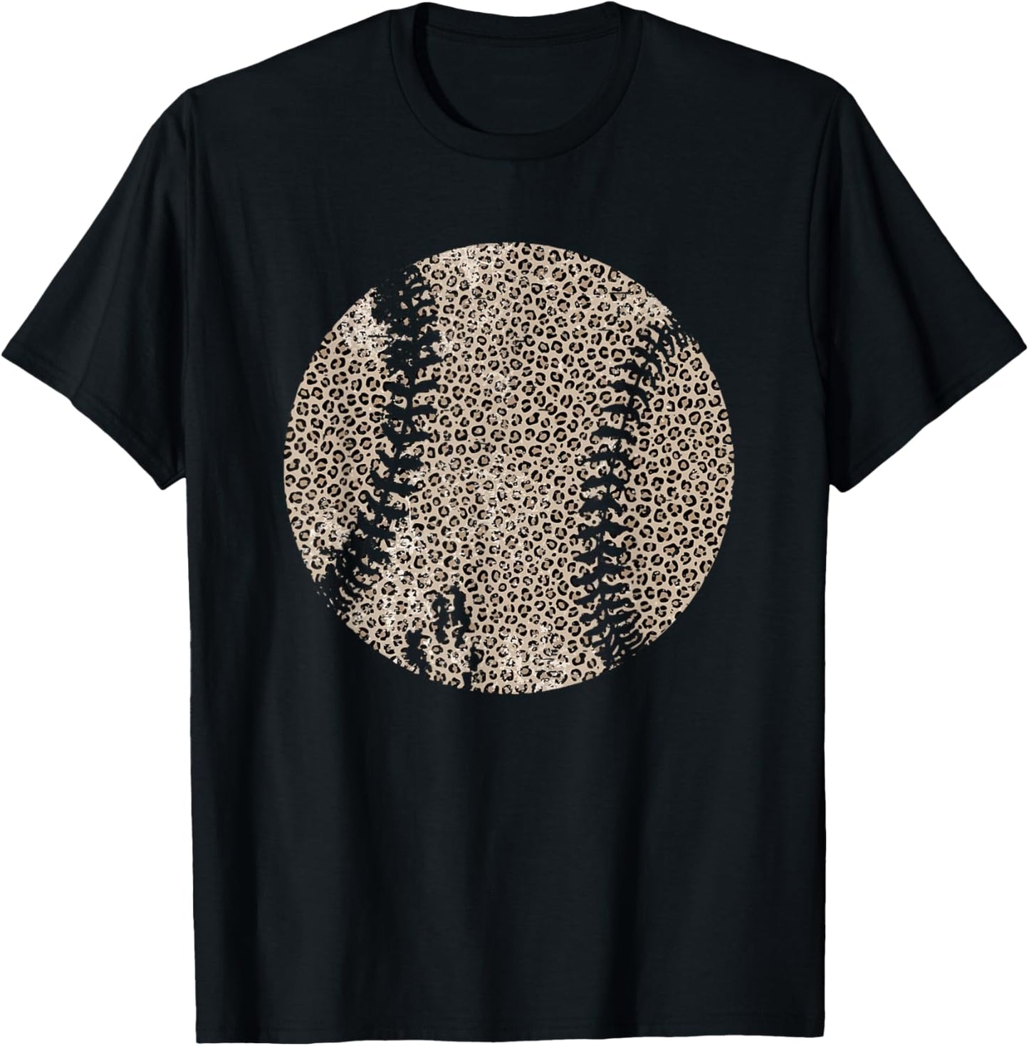 Vintage Leopard Baseball Softball Mama Funny Game Day Sport T-Shirt - T-Shirt | Black