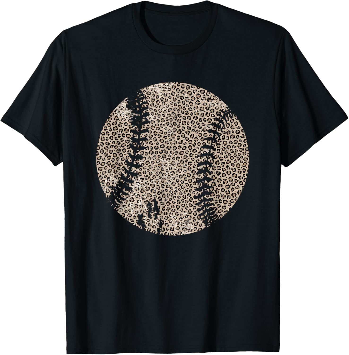 Vintage Leopard Baseball Softball Mama Funny Game Day Sport T-Shirt - T-Shirt | Black