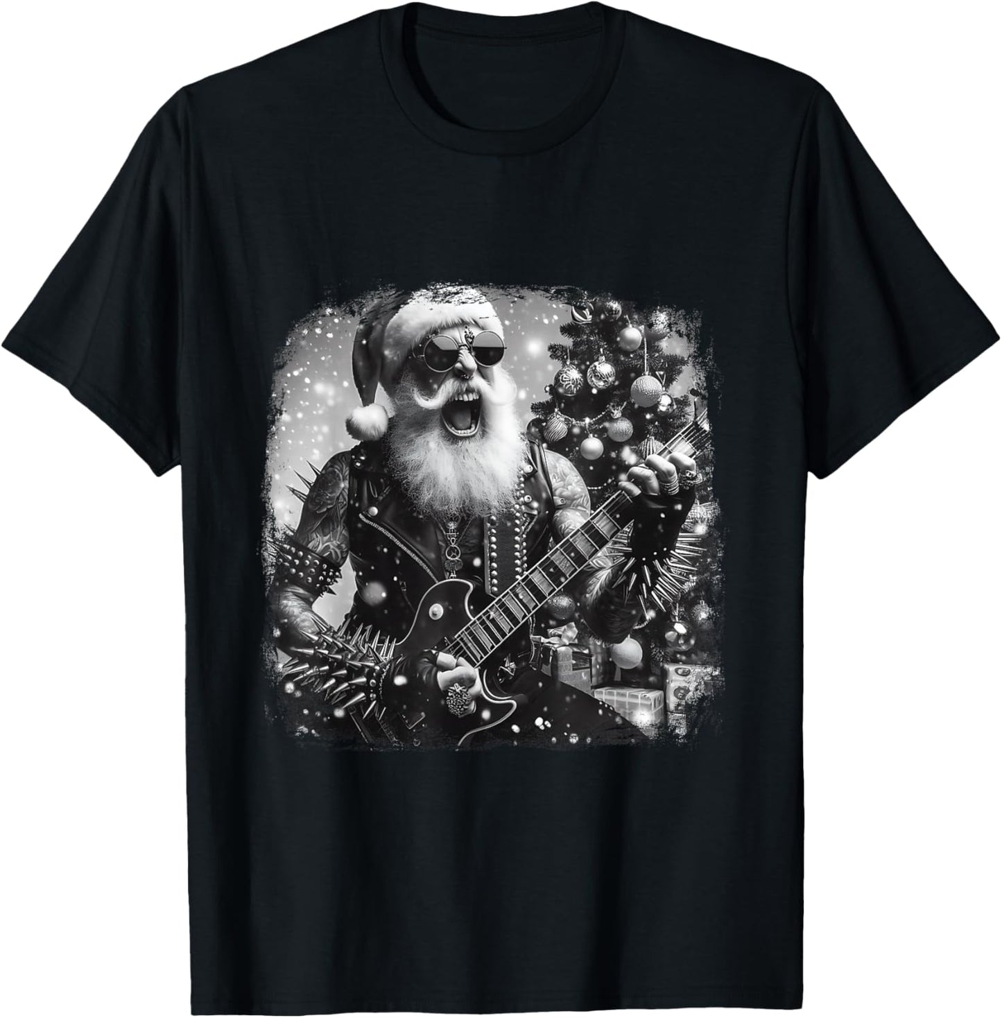 Christmas Vibe Retro Santa Jingle Bell Rock Rockin T-Shirt - T-Shirt | Black
