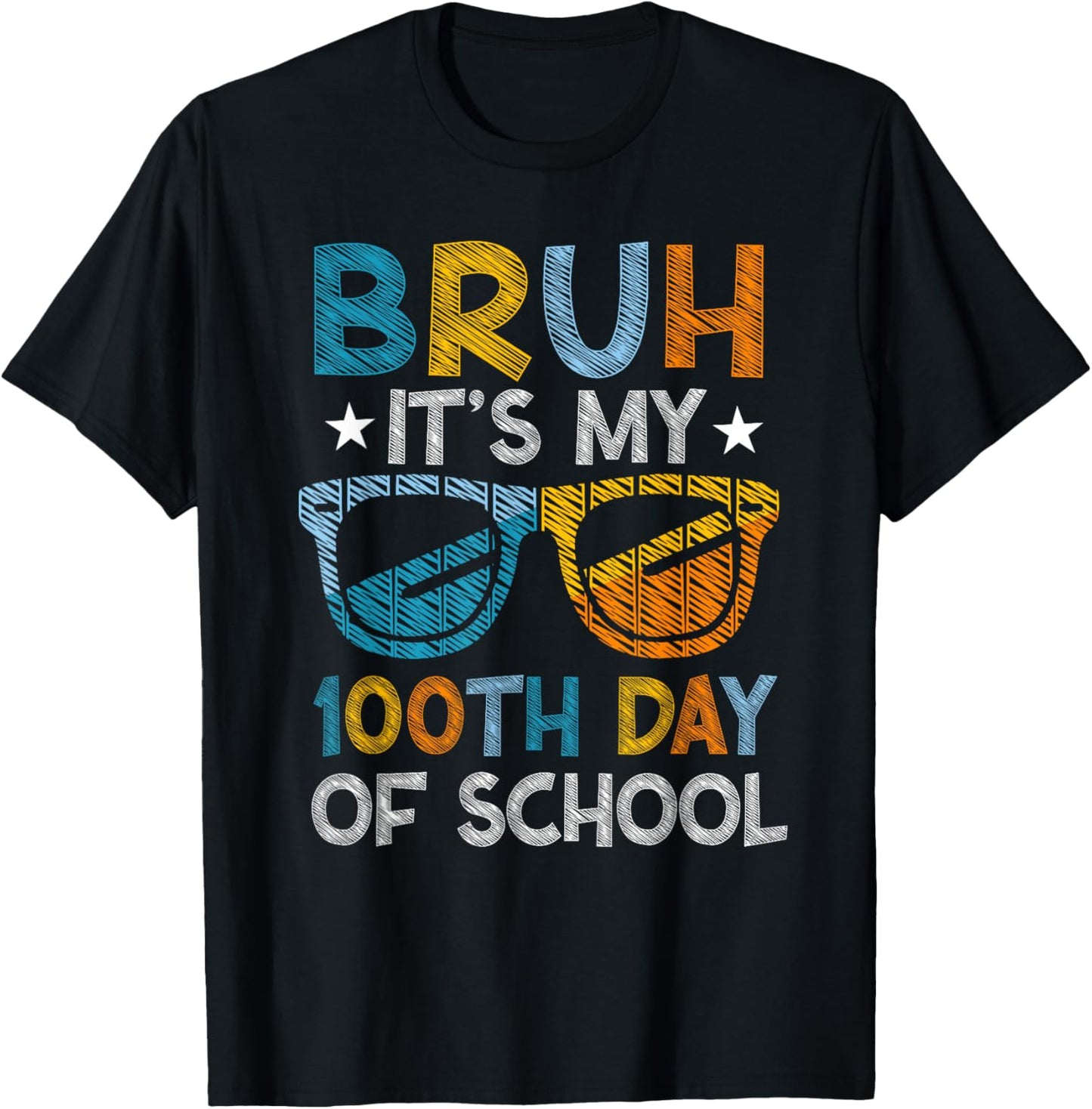 Bruh It's My 100th Day of School Boys Kid 100 Days of School T-Shirt - T-Shirt | Black