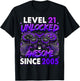 Level 21 Unlocked Awesome Since 2005 21st Birthday Gaming T-Shirt - T-Shirt | Black