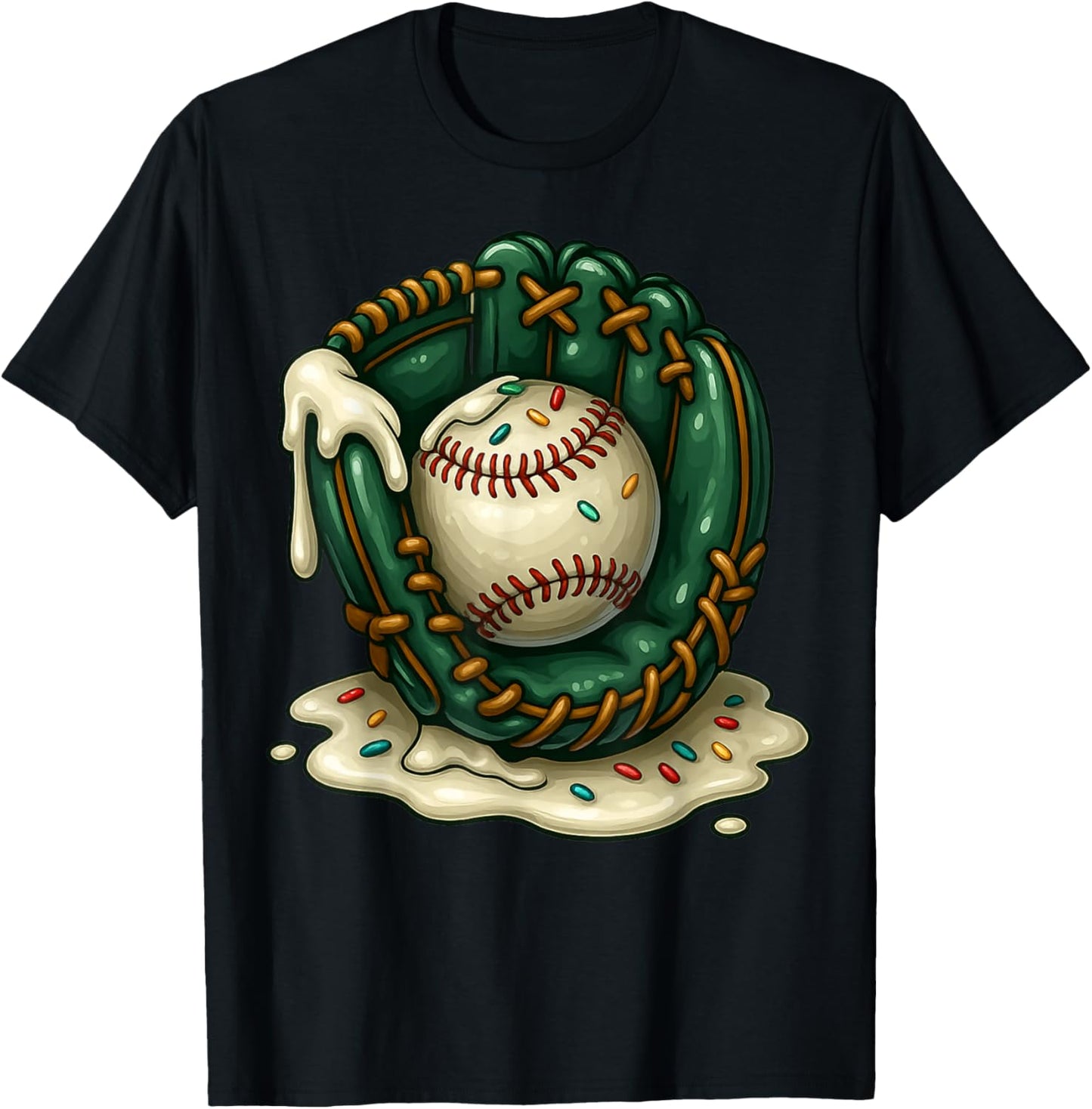 Baseball Drip Team for Boys and Girls Ice Cream Cool T-Shirt - T-Shirt | Black