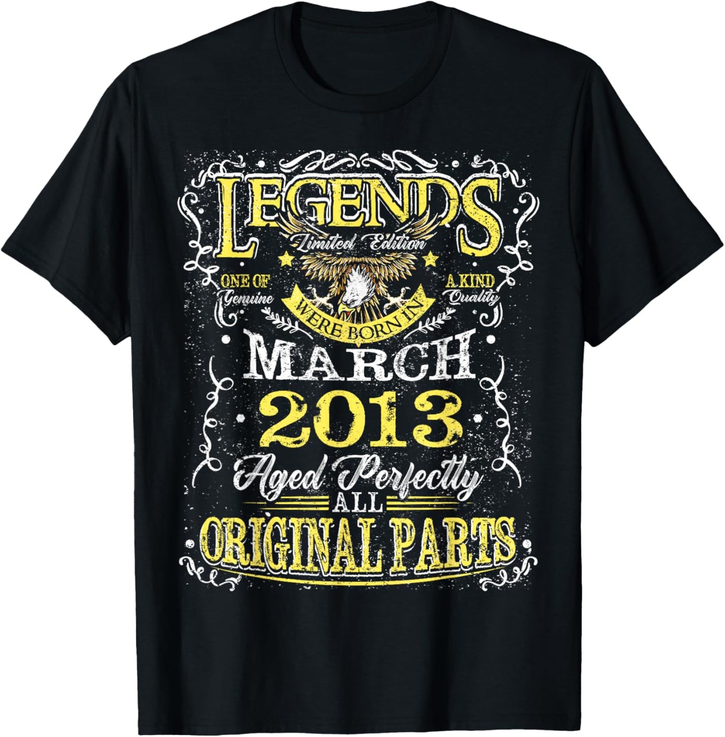 13th Birthday Gift Legend Born in March 2013 13 Yrs Old T-Shirt - T-Shirt | Black