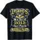 13th Birthday Gift Legend Born in March 2013 13 Yrs Old T-Shirt - T-Shirt | Black