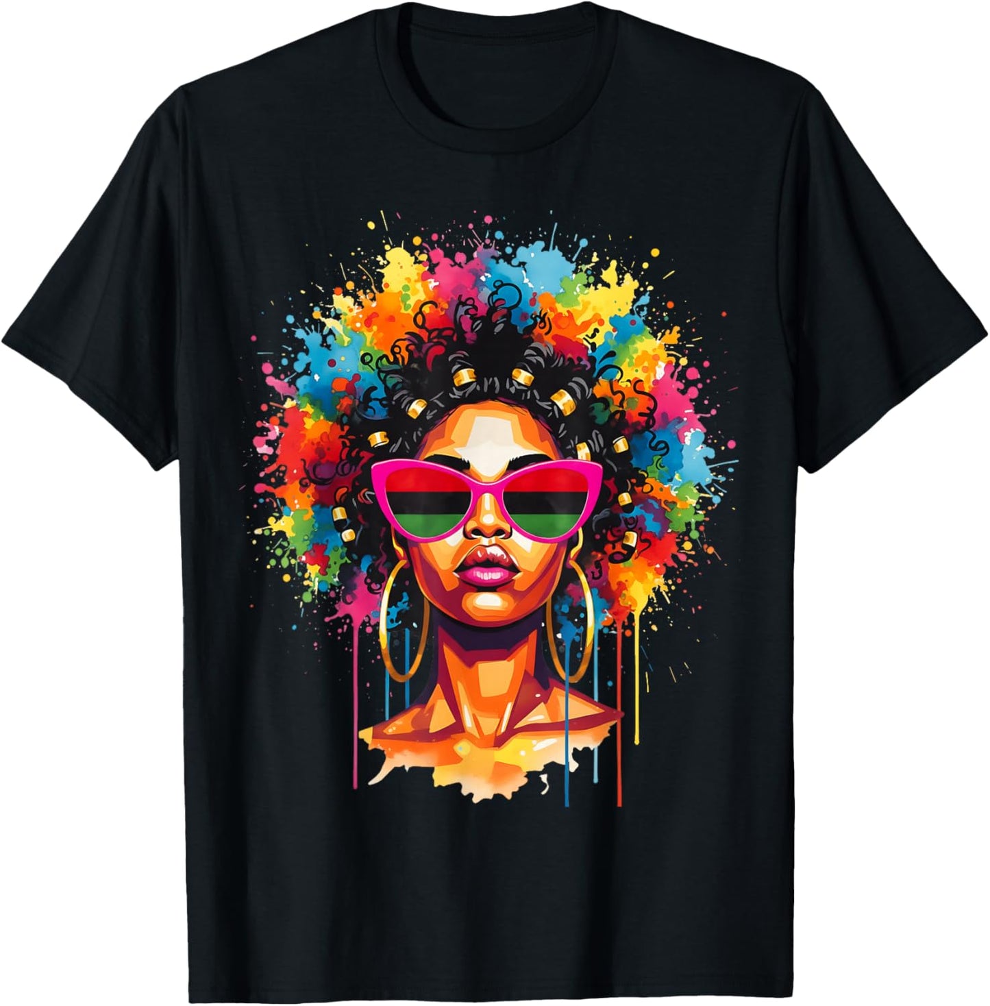 Black Queen Dripping Afro Melanin Black History Juneteenth T-Shirt - T-Shirt | Black
